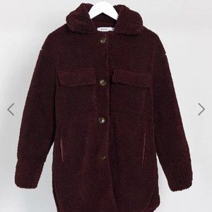 Brand New Sherpa Trucker Coat (Dark Red)